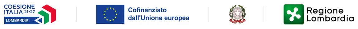 Loghi finanziatori: Coesione Italia, Unione Europea, Repubblica Italiana, Regione Lombardia